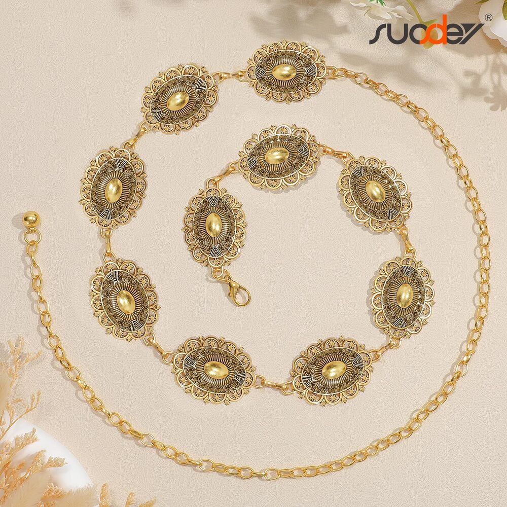 8848 Western Cowgirl Concho Chain Belt For Women Cowboy Metal Waist - Picture 5 of 7